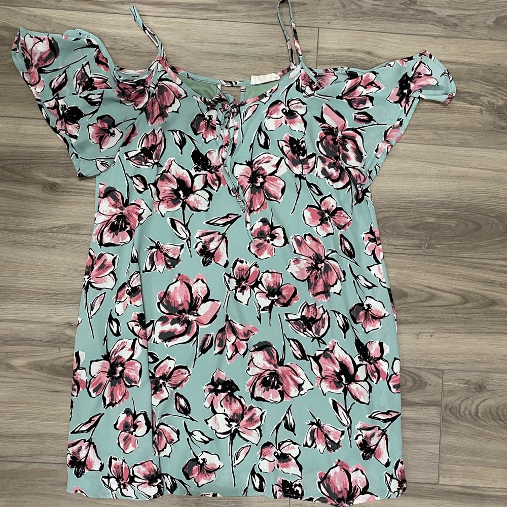 Peach Love California Cold Shoulder Flower Dress